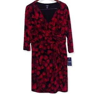 Chaps Ralph Lauren Wrap Dress Red & Black Floral